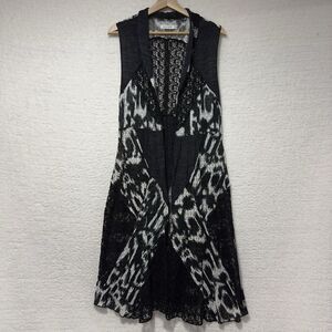 ADORE Women's Woven Lace Sleeveless Open Front Kimono Whimsy Goth Fairy Size M